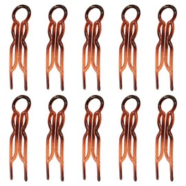 10 Pcs Magic Grip Hair Pins ，Elegant U-Shaped French Hair Forks for Bun Styling ，Lightweight French Hair Forks， for Women and Girls(Brown)