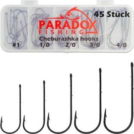 Paradox Fishing Cheburashka Hook Set I 45 Pieces #1-4/0 I for Cheburashka Bei or Dropshot Mounts