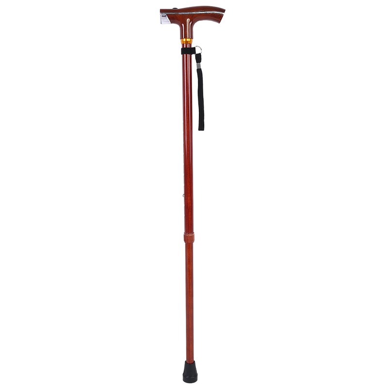 Metal Multi Function Telescopic Flashlight Lightweight Cane (Rosewood Color)
