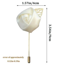 Soarlor 12pcs Artificial Rose Corsages, Boutonniere for Men Wedding, Suitable for Wedding Ceremony, Anniversary, Formal Dinner and Wedding Party, Used to Decorate Suits (Ivory)