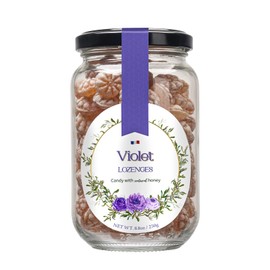 Gourmanity Violet Flavor Honey Lozenges Made with Real Honey and Natural Violet Flavor, Luxury French Candy, Great for Soothing your Throat, 8.8oz Jar