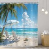 Riyidecor Blue Ocean Beach Theme Shower Curtain 72Wx72H Inch Summer