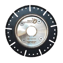 Professional Diamond Cutting Disc Chamfering Disc for KG Pipes, Diamond Disc 125 mm, Vacuum Brazed, Cutting and Chamfering of Plastic Pipes in One Operation