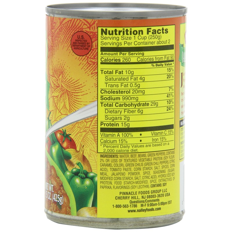 Nalley Jalapeno Hot Chili with Beans, 14-Ounce Cans (Pack of