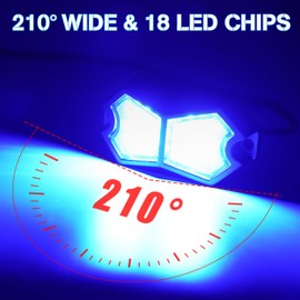 12V Led Blue Lights 210 Degree Wide Angle Waterproof Aluminum, 2 Pods