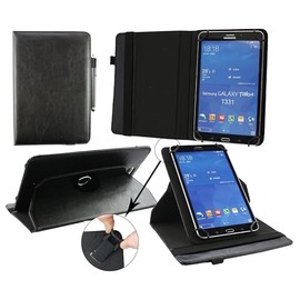 Emartbuy Universal 9.1 Inch - 10.1 Inch Black 360 Degree Rotating Stand Folio Wallet Case Cover Black Elastic Strap and Stylus Pen Suitable for Selected Devices Listed Below