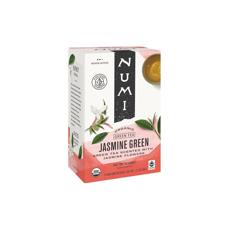 Numi Tea Green Tea, Organic Jasmine, 18 Bags
