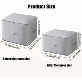 Organiser Bag Storage Bag Duvet Storage Bag Clothing Compressing Bag Large Self-Compressing Movable Organiser Bags for Duvets Clothing Blankets, Grey, 54 x 42 x 60 cm