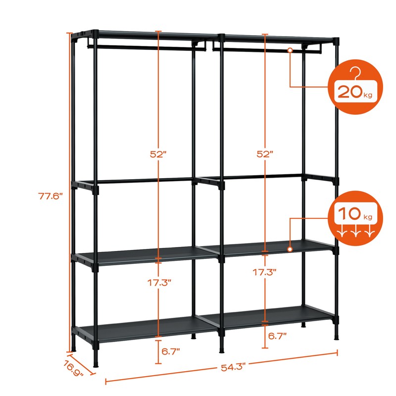 CASAMAYA Clothes Rack, Portable Closet, 54.3 Inch Large Capacity Wardrobe