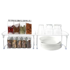 Cabinet Organizer Shelf, 2 Pack Spice Rack Organizer for Cabinet Countertop Organizers, Stackable Shelf Organizer for Kitchen Organizers and Storage