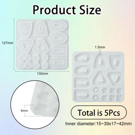 UR URLIFEHALL 5 Pcs DIY Geometrical Earrings Molds - Geometrical Epoxy & Resin Dangle Molds for Jewelry Making
