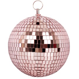 Mirror Ball for Disco DJ Club Party Wedding Home Decor, Muscab 6 Inch Disco Ball with Hanging Ring, Rose Gold