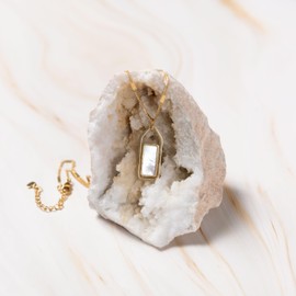 Pavilion - Love You Friend - Pearlescent Shell - 14K Gold Plated Spinning Rotating Pendant Necklace Heart-Shaped Glass Cork Topped Bottle Bestie BFF Best Friend Friendship