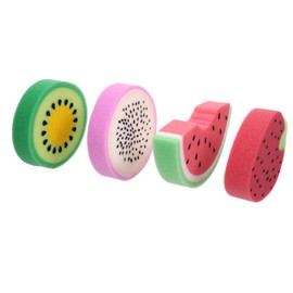 Mobestech 4Pcs Baby Bathing Sponges Kids Bath Sponges Fruit Shape Exfoliating Sponges Bath Brushes Sponges Scrubbers Bathing Tools for Kids