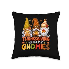 Turkey Meat Pilgrim Costume Thanksgiving Shirt Thanksgiving with My Gnomies Funny Autumn Fall Gnome Lover Throw Pillow, 16x16, Multicolor