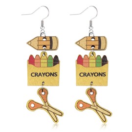 Teacher Earrings for Women Funny Pencil Earrings Woodern Teacher Earrings Art Teacher Gifts Back to School Teacher Gifts Appriciate Teacher Gifts (Funny Pencil Earrings Yellow)