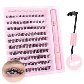 Parriparri Eyelash Extensions, 120 Pieces, Individual Lash Extensions Set, with Bond and Seal, DIY Cluster Eyelashes, Individual Eyelash Extensions with Glue, Individual Eyelashes, Natural