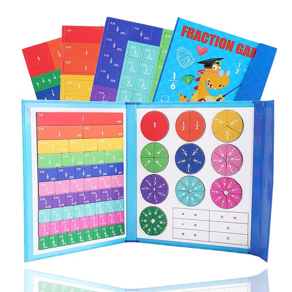 Magnetic Fraction Tiles Math Learning Educational Toys Educational Math Operations Learning Games for Elementary School Math Operations Puzzles Preschool Fraction Tiles Elementary School Educational Toys Fraction Blocks Elementary School Math Operations 
