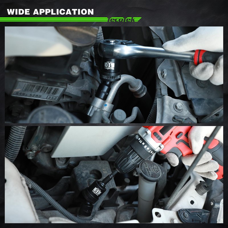 TecoTek 19 PCS 1/2" Drive Shallow Universal Impact Socket Set,