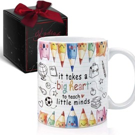 Kadiak Teachers Appreciation Gifts - It takes a Big Heart to Teach Little Minds 11oz Mug, Thank You Teacher Gift, Best Teacher's Day Gift for Women, Back To School Gifts
