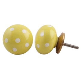 IndianShelf 12 Pack Yellow Polka Dot Ceramic Drawer Knobs for Kitchen Cabinet Hardware Door Pulls Decorative Dresser Luxury