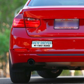 New Driver Car Magnet, Skill in Progress, Expect Stupid Stuff, My First Rodeo Magnetic Bumper Sign, 10x3 Inches, 3 Pack, Weather Resistant, Made in The USA by My Sign Center
