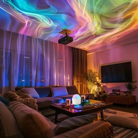 Aurora/ Water Ripple Projector Light,USB Rechargeable, 16 Colors LED Projector Lamp with Remote Control, Northern Lights Ambient Light, Room Decor, Living Room Decor, Decorative Light  Gift:_Aurora（16 Color）