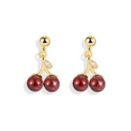 Stocking Stuffers Holiday Outfits for Women 2024 Cherry Earrings for Women Red Cherry Drop Earrings Cute Fruit Earrings LCute Leaf Earrings Cherry Accessories Funny Jewelry Gifts for Girls