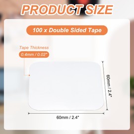 PATIKIL 100Pcs Double Sided Tape Heavy Duty, Nano Clear Removable Picture Hanging Adhesive Strips Square Mounting Adhesive Tape for Wall Door Crafts Decor, Clear(2.4" l x 0.016" T)