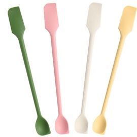 TIESOME 4 Pcs Mini Silicone Jar Spatula, Multifunctional Small Scrapers for Kitchen Jars Cosmetic Bottles Small Silicone Makeup Scraper Spatula