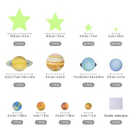 Glow in The Dark Stars and Planet Solar System Walls 109 Fluorescent Stars Stickers Decorative Kid's Bedroom Ceiling Christmas Birthday Gift for Girls and Boys