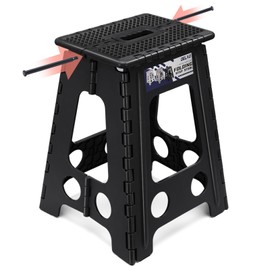 Delxo Folding Step Stool 18 Inch Non-Slip Foldable Stools for Kids & Adults Up to 300 LBS Kitchen Collapsible Fold Up Stepping Stool with Dotted 1 Pack Black