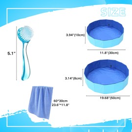Bearded Dragons Foldable Bathtub with Soft Brush and Towel Set Reptile Accessories Swimming Pool Relax Cleaning Set for Small Pets Guniea Pig Turtle Hedgehog (19.68x3.14In)