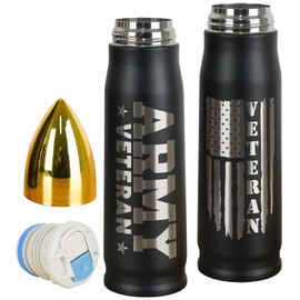 qchdln 17 OZ Veteran Bullet Tumbler with Lid - Ideal Gifts for Men Father's Day, Birthday, Veterans Day, Christmas - Perfect for Air Force, Navy, Army, Military & Veterans Cup