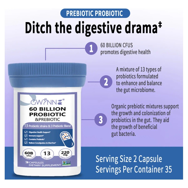 Gwynne Probiticos 60 Billion De Ucf 70 Cpsula,13 Strains 3