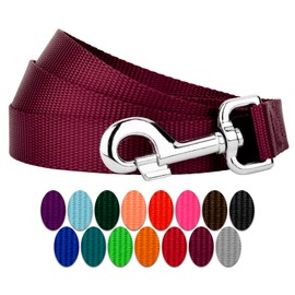 Country Brook Petz - Vibrant 17 Color Selection - Heavyduty Doublehandle Nylon Leash (6 Foot, 3/4 Inch Wide, Burgundy)
