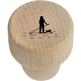 19mm 'Man & Dog On Paddleboard' Wooden Bottle Stopper/Cork (BS00024219)