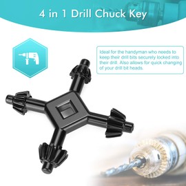 Yosoo Health Gear 4 in 1 Drills Chuck Key, 4 Way Chuck Key Bosch Drill Key Pillar Drill Chuck Key Fit Hammer Drilling Tool with 4 Key Sizes, Suitable for Most Drills And Power Tools