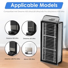 (4 Pack) X50 Ultra Replacement HEPA Filters Compatible with Dreame X50 Ultra/ L50 Ultra/ L40S Pro Ultra/ X50 master/Mova V50 Ultra Robot Vacuum Cleaner, Filter Kit, Filters Accessories Kit