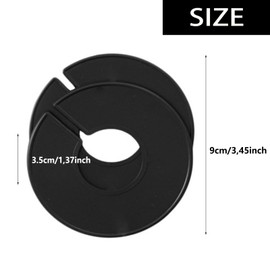 Pack of 10 Clothes Racks Size Dividers, Clothes Rack Size Dividers, Round Plastic Size Dividers, Size Finder, Clothes Rack for Wardrobe, Clothing Store (Black)