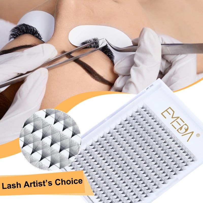 EMEDA 8D Pre Made Fan Eyelash Extensions, D-Curl, 0.07 mm,