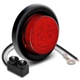 TRUE MODS 2" 12V Red Round 10 LED Light [2 in 1 Reflector] [Polycarbonate] [D.O.T. Certified] [Grommet & Plugs] [2 Year Warranty] Submersible Circle Side Marker for Semi Truck Boat Trailer RV Kenworth