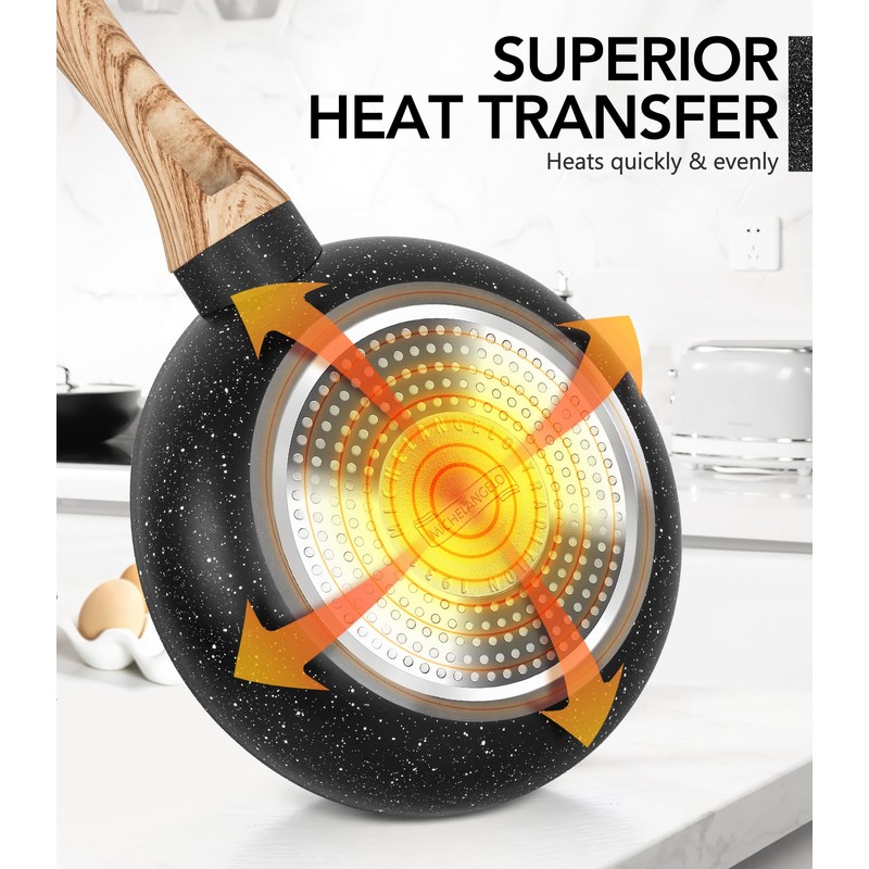 MICHELANGELO Non Stick Frying Pans - 8"+9.5"+11" Nonstick Frying Pan
