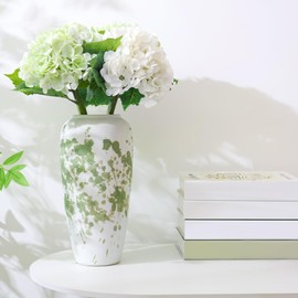 YOFSZJ 4PCS 22 Inch Real Touch Artificial Hydrangea,Faux White Hydrangea Flowers with Stems,Realistic Feel Hydrangea for Vase,Wedding Decor,Room Table Decoration (2 Light Green/2 White)