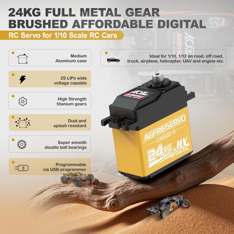 AGFRC 24KG Digital High Torque Servo Programmable Metal Gear Steering
