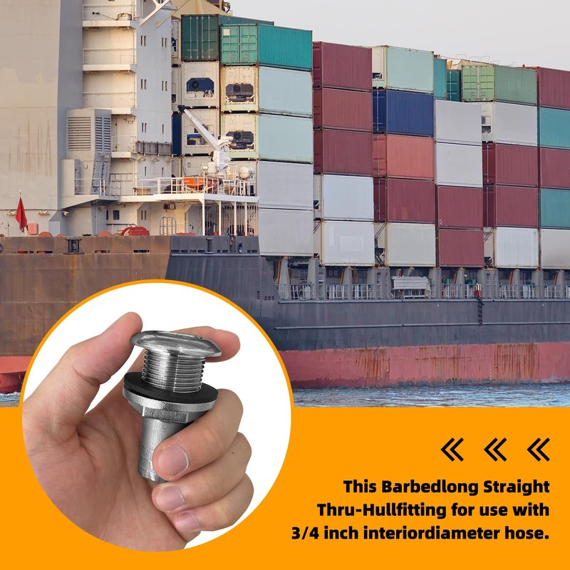 DLBEEM 2Pcs Thru Hull Fittings for Boats, Stainless Steel Barbed