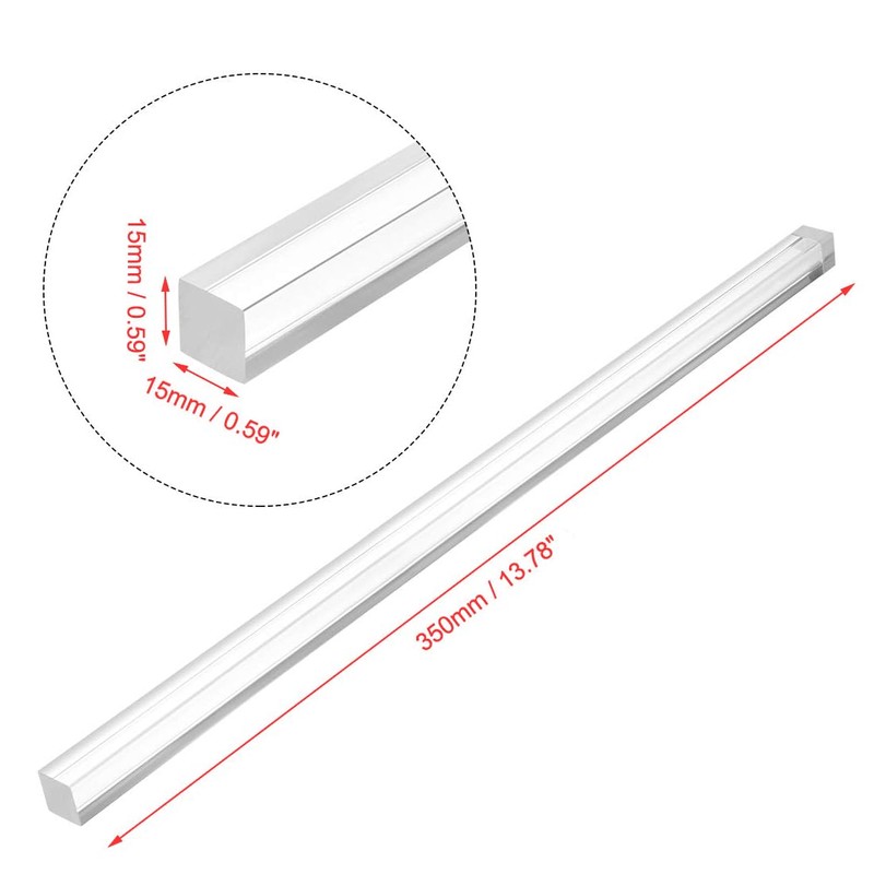 TOP-VIGOR 2Pcs Acrylic Square Rod, 15mm x 15mm x 350mm