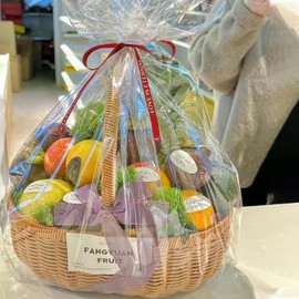 WIKDAY Clear Gift Bags 5 PCS 24x30 Inches Large Cellophane Wrap for Gift Baskets Wrapping Plastic with Ties for Gift Giving, Packaging Products