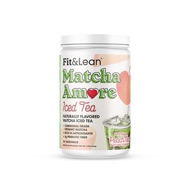 Té helado Fit  Lean Matcha Amore, té verde matcha orgánico de grado ceremonial con sabor natural inspirado en frutas, fibra prebiótica, L-teanina,... 