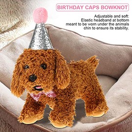POCREATION Juego de Mascota Cumpleaños para Gatos, Gorros de CumpleañOs para Perros Y Gatos, Disfraz de Fiesta con Lazo Sombrero Disfraz con Lazo Color Rosa(Rosa)